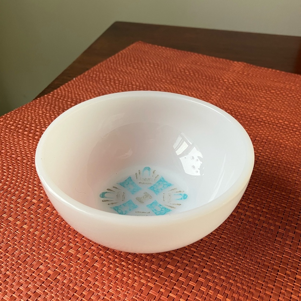 FIRE KING Atomic Blue Heaven dessert/cereal bowl 5 inch